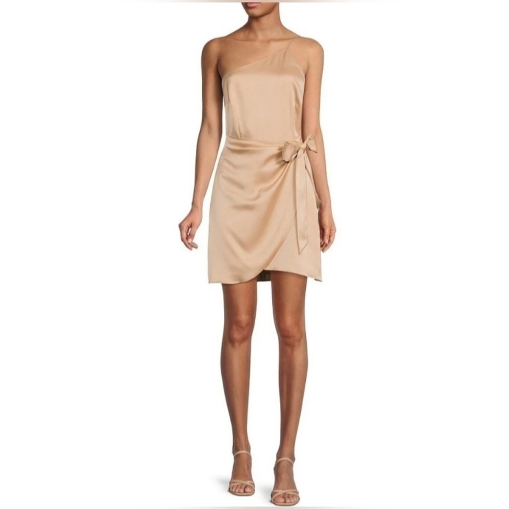 Gianni Bini NWT One Shoulder Spaghetti Strap Tie Waist Mini Wrap Dress Size 8